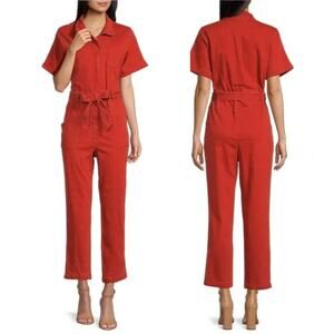 Skies Are Blue Cuffed Sleeve Button Front Belted Utility Jumpsuit Size 3X NWT